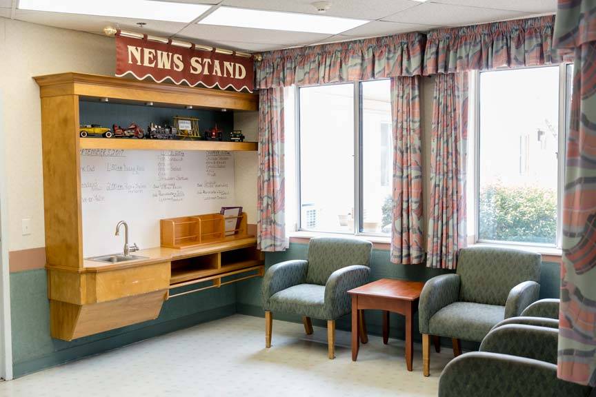 Interior shot of the the News Stand at Carrier Mills Nursing and Rehabilitation Center, from the Carrier Mills Gallery